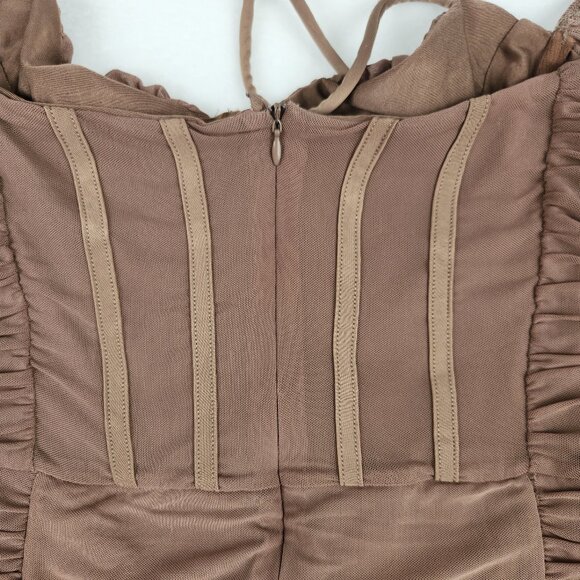 White Fox Boutique Dress Long Sleeve Brown Size Medium - Picture 3 of 8